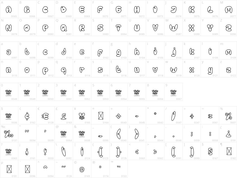 Graffiti Line Character Map
