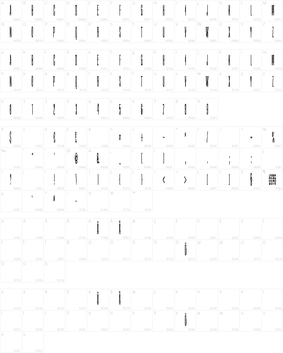 Grapevine Character Map