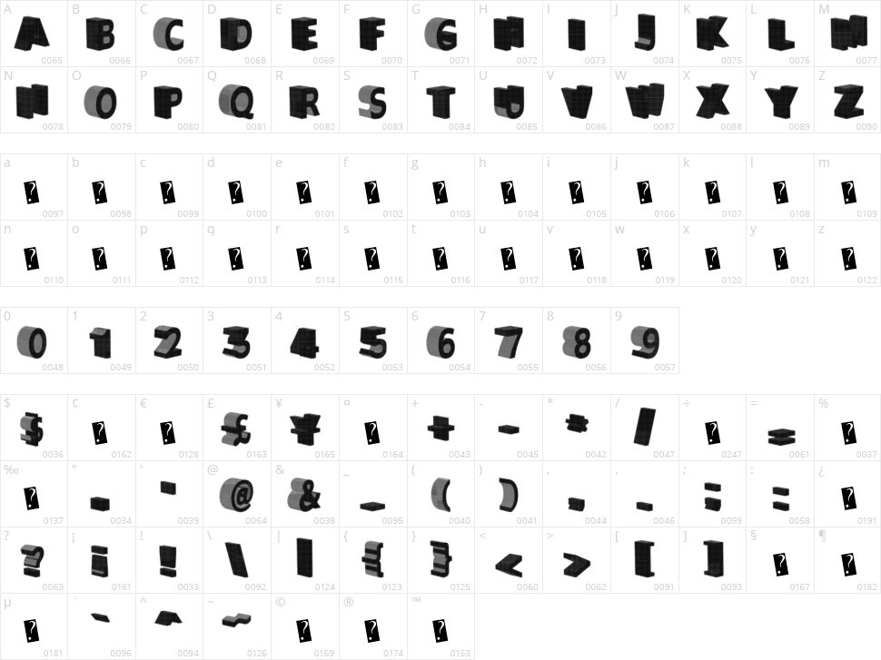 Greater Shadow Character Map