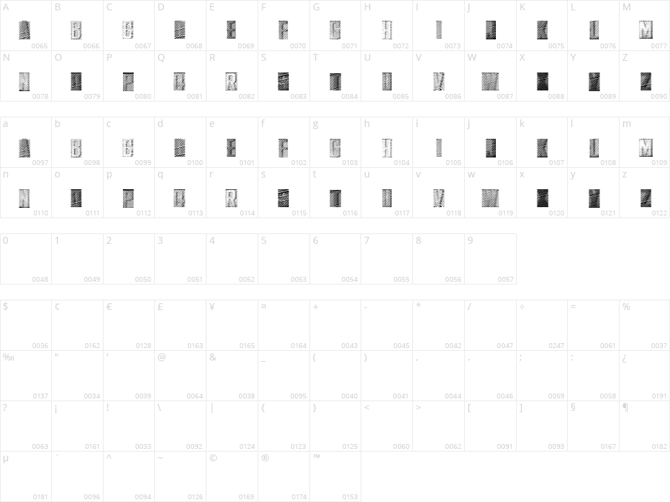 Great Horizons Character Map