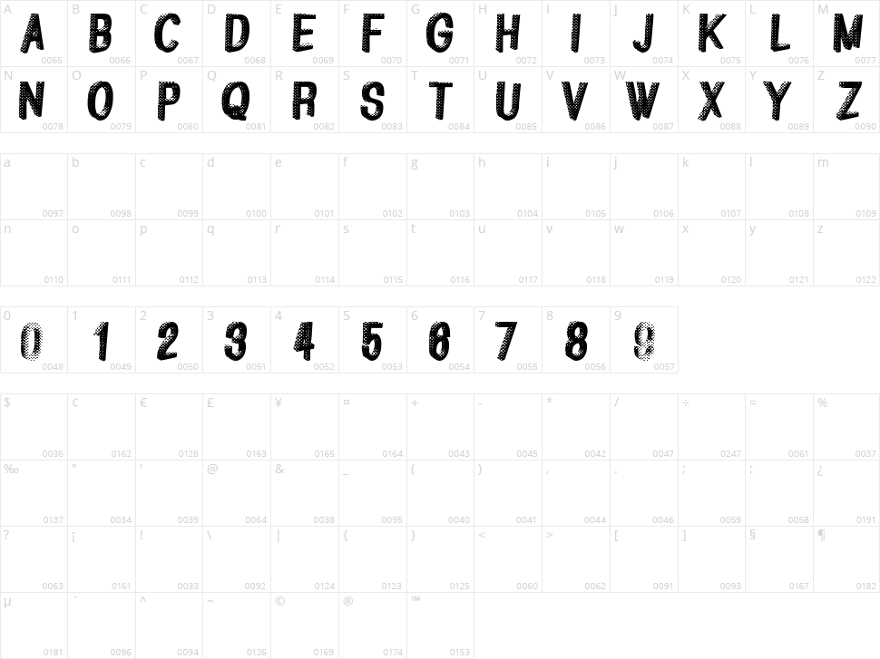 Great Shadow Character Map