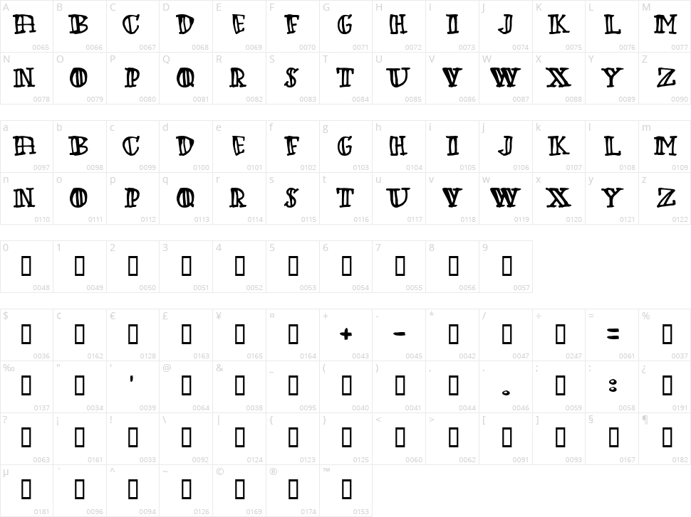 Green Babe Character Map