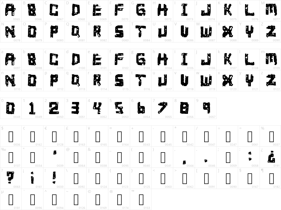 Green Day 21 Glyphs Character Map