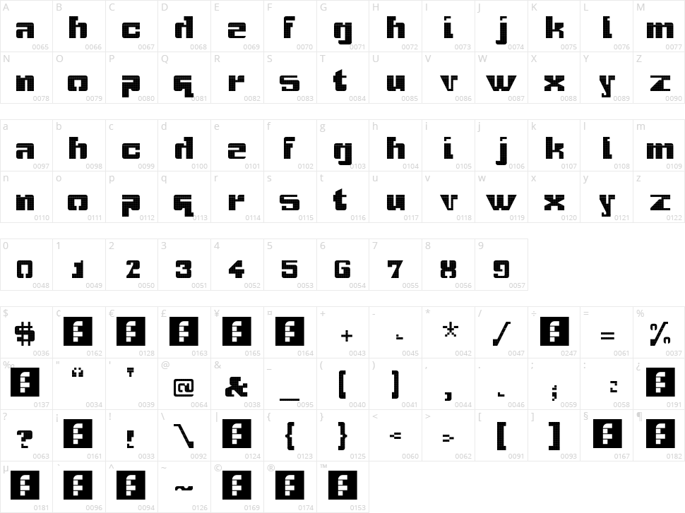 Gridbreak Sans Character Map