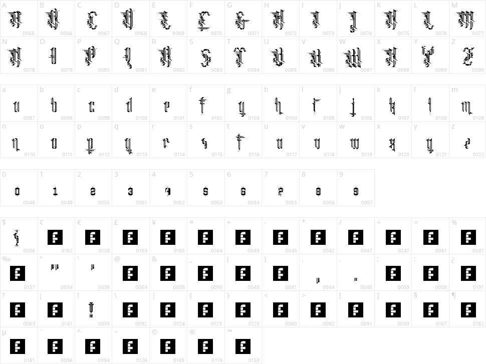 Grimeplex Character Map