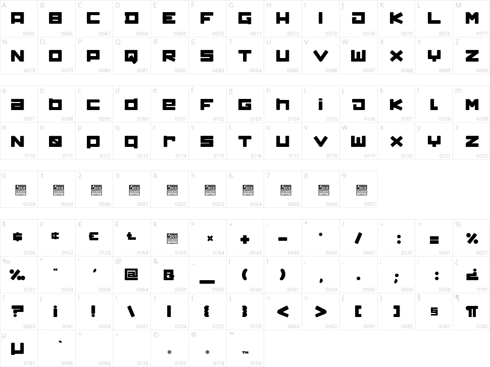 Grindstone Character Map