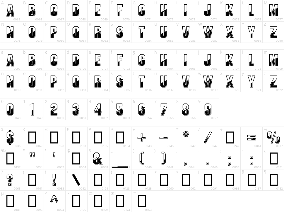 Gun Metal Character Map