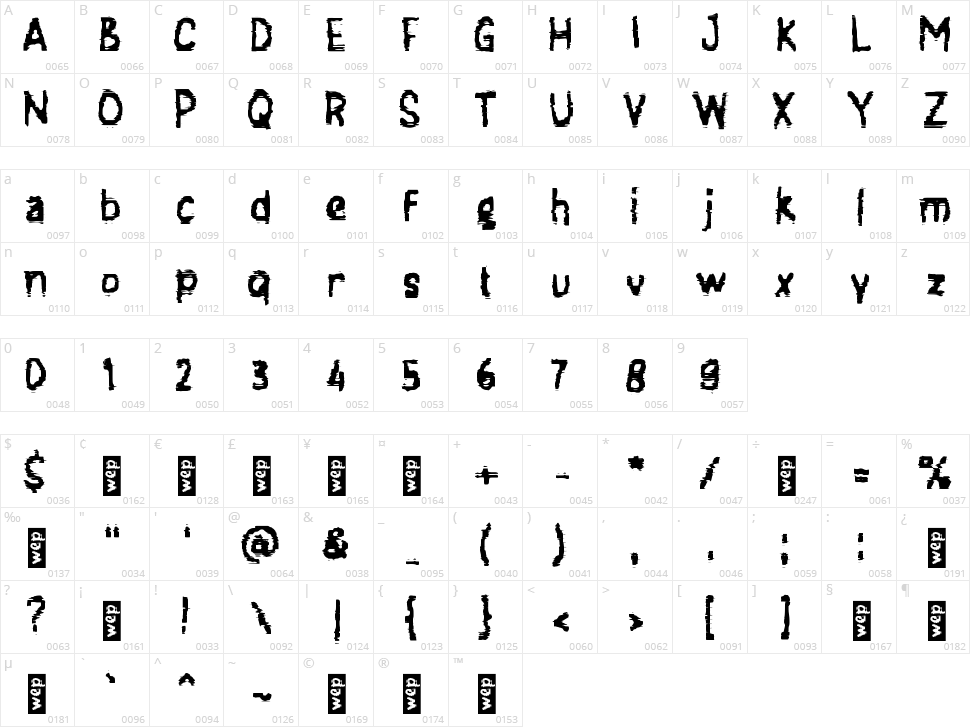 h Hack Glitch Character Map