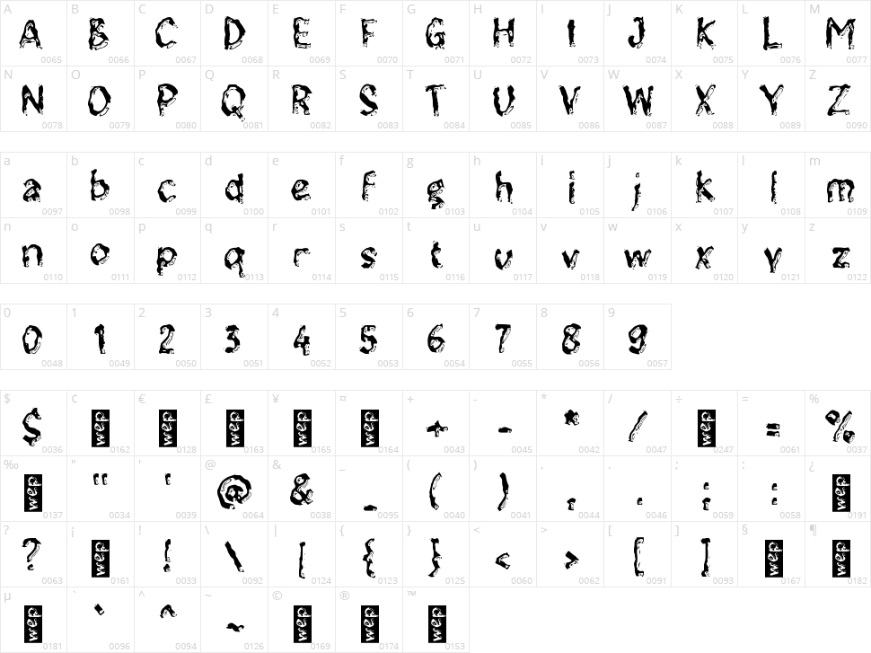 h Hampa Character Map