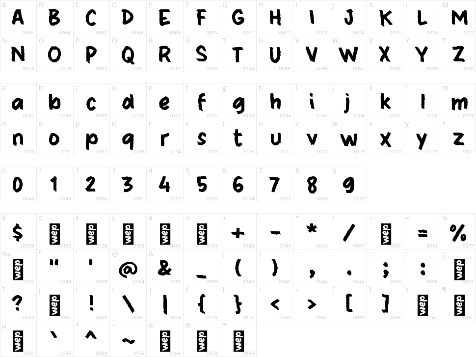 h Herein Character Map