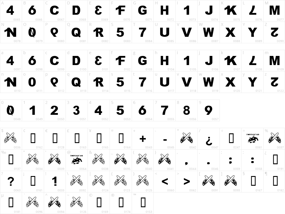 H4XX0R Character Map
