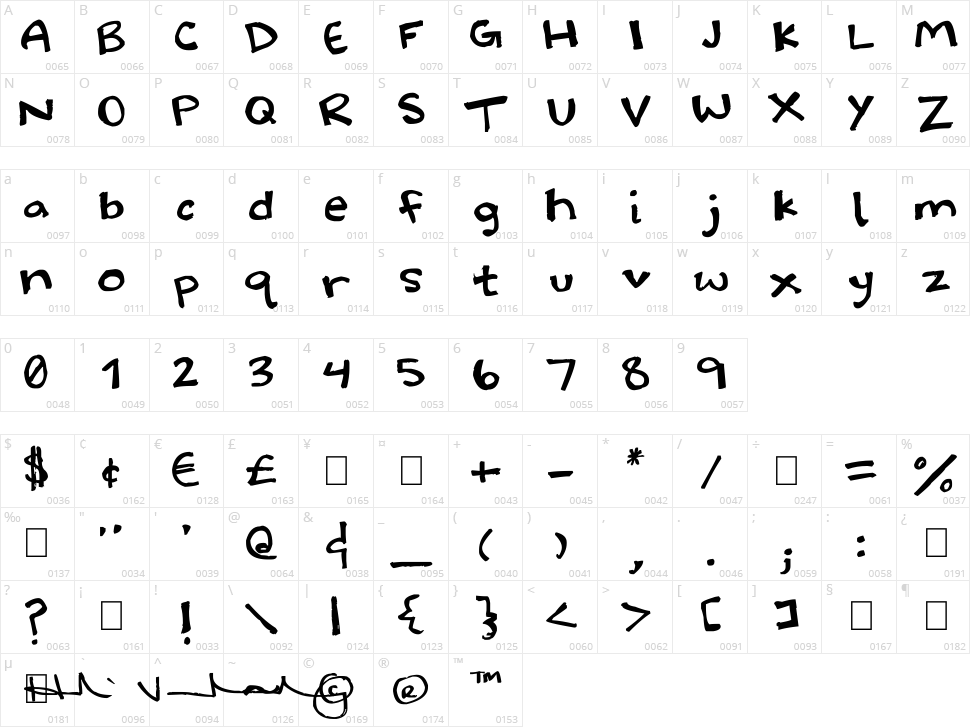 Halidoodle Character Map