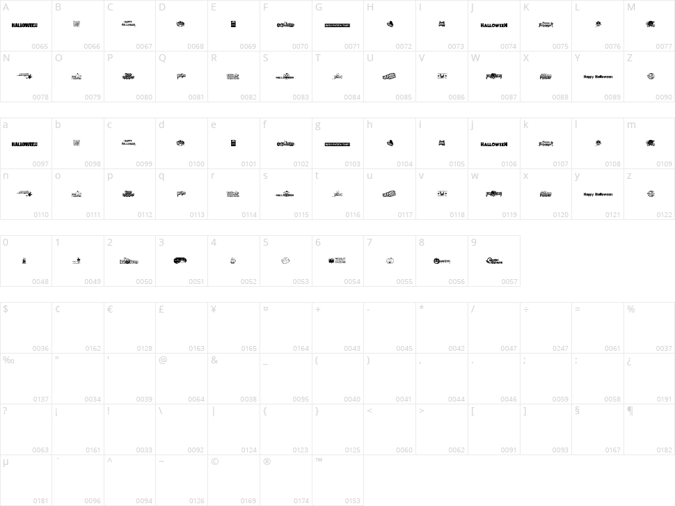 Halloween Logo Character Map