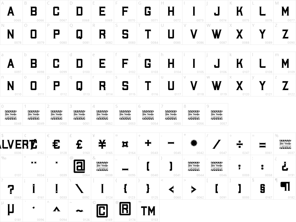 Halvert Character Map