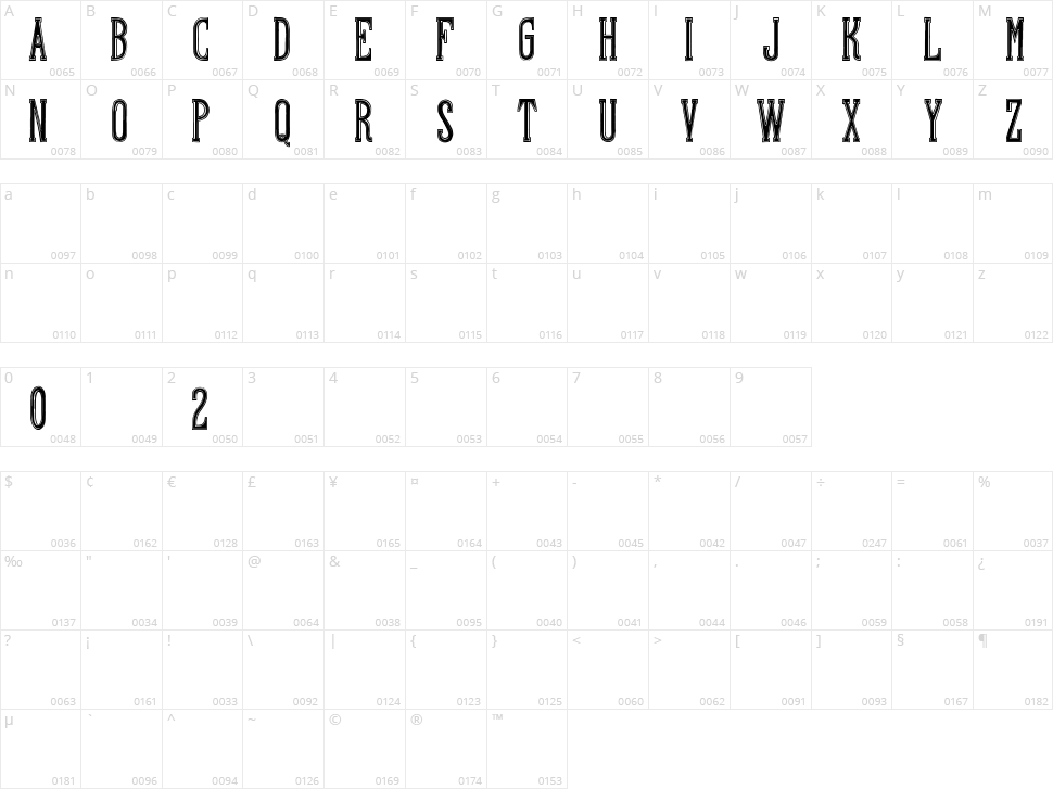 Hand Shop Typography A20 Character Map