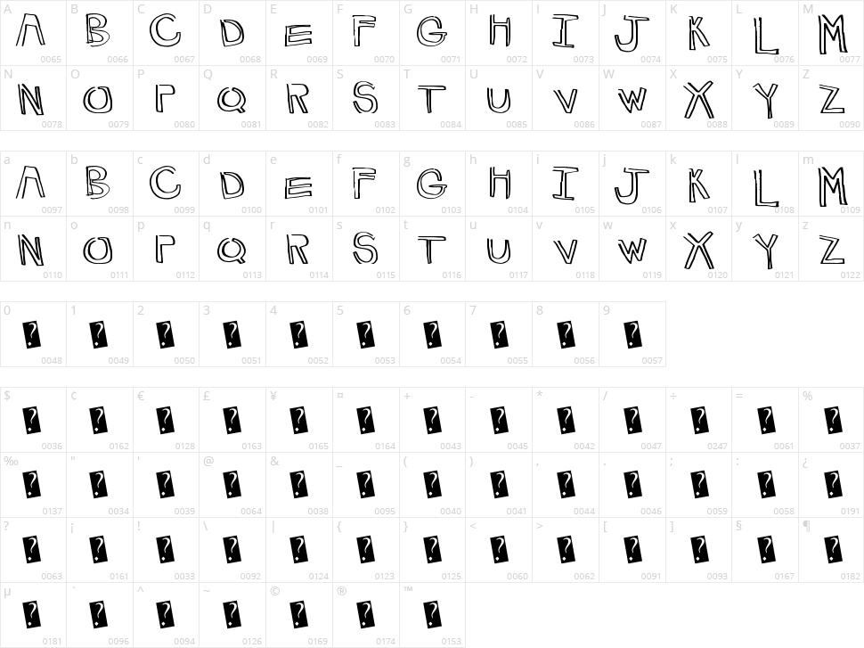 Happy Lines Character Map