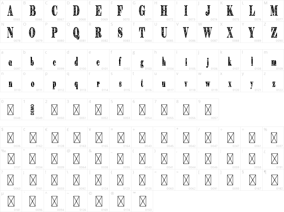 Hapyster Character Map