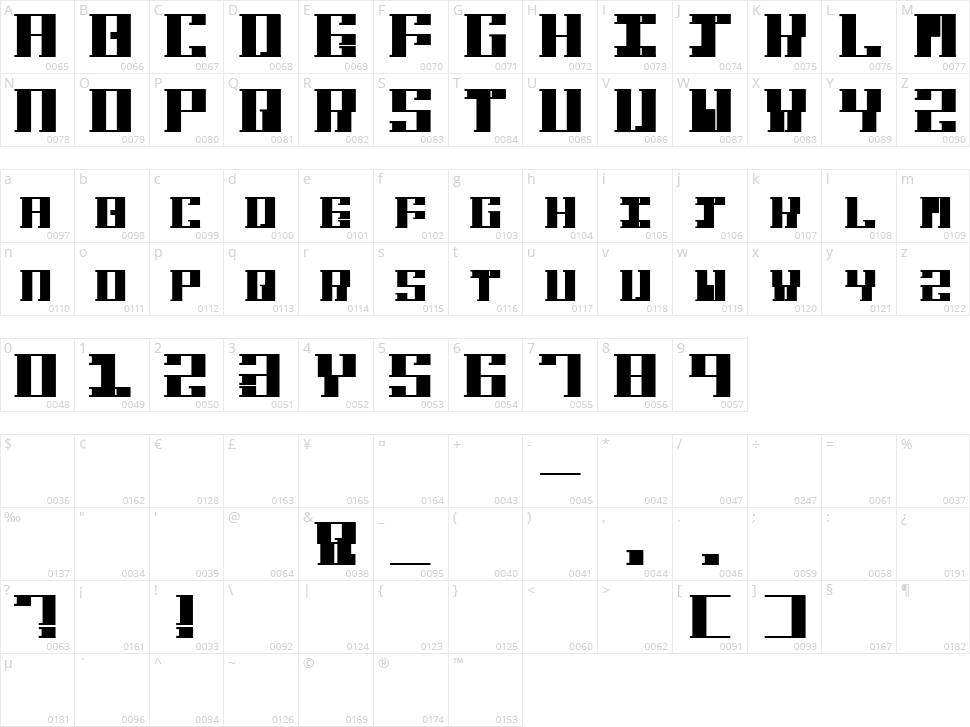 Hardbaq Character Map