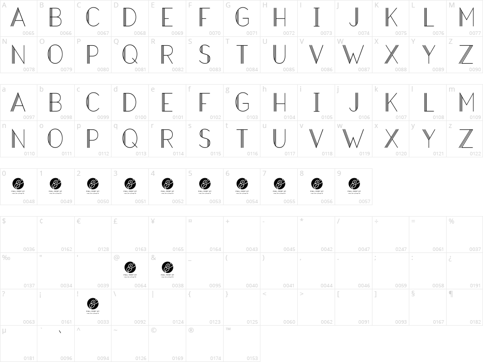 Hazel Deco Character Map
