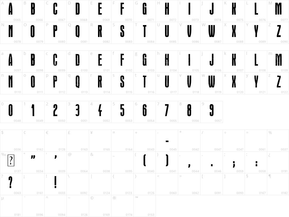 Headline Crack Character Map