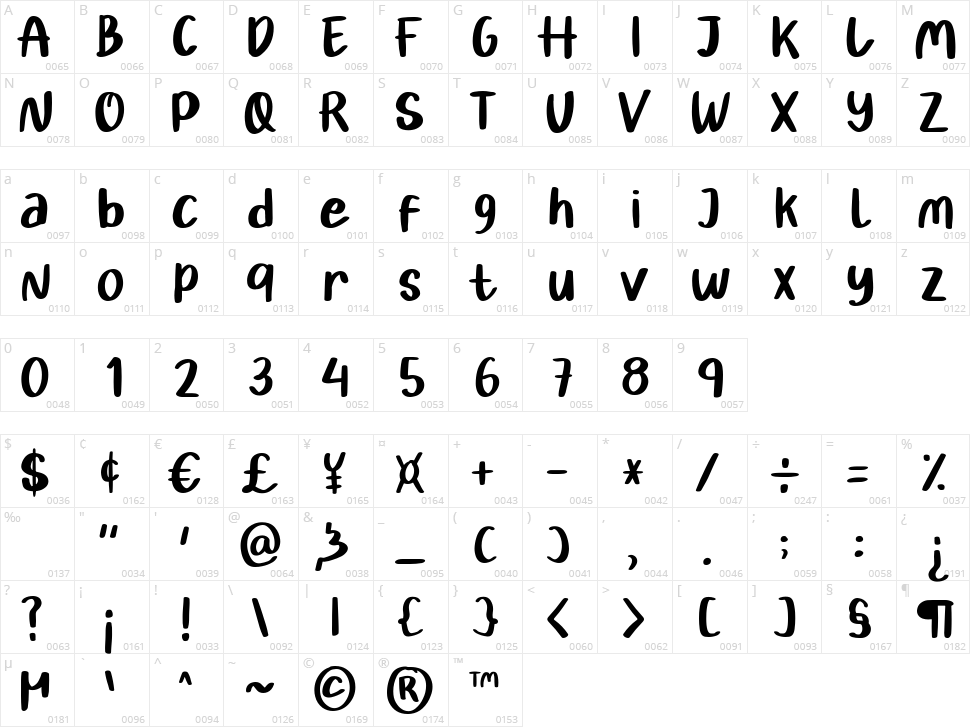 Heart Unicorn Character Map