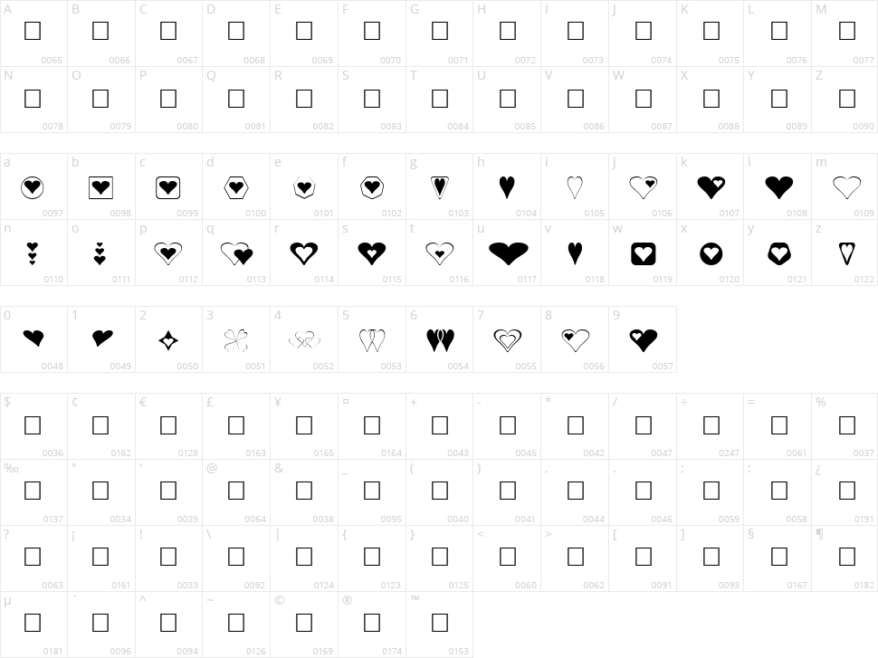 Hearts for 3D FX Character Map