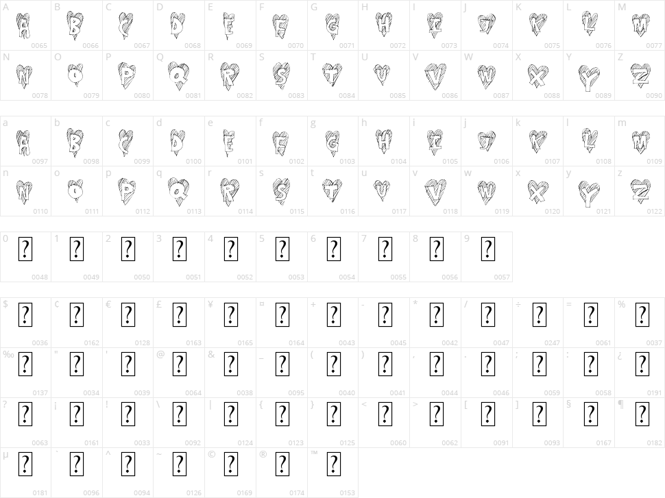 Heart Stripe Character Map