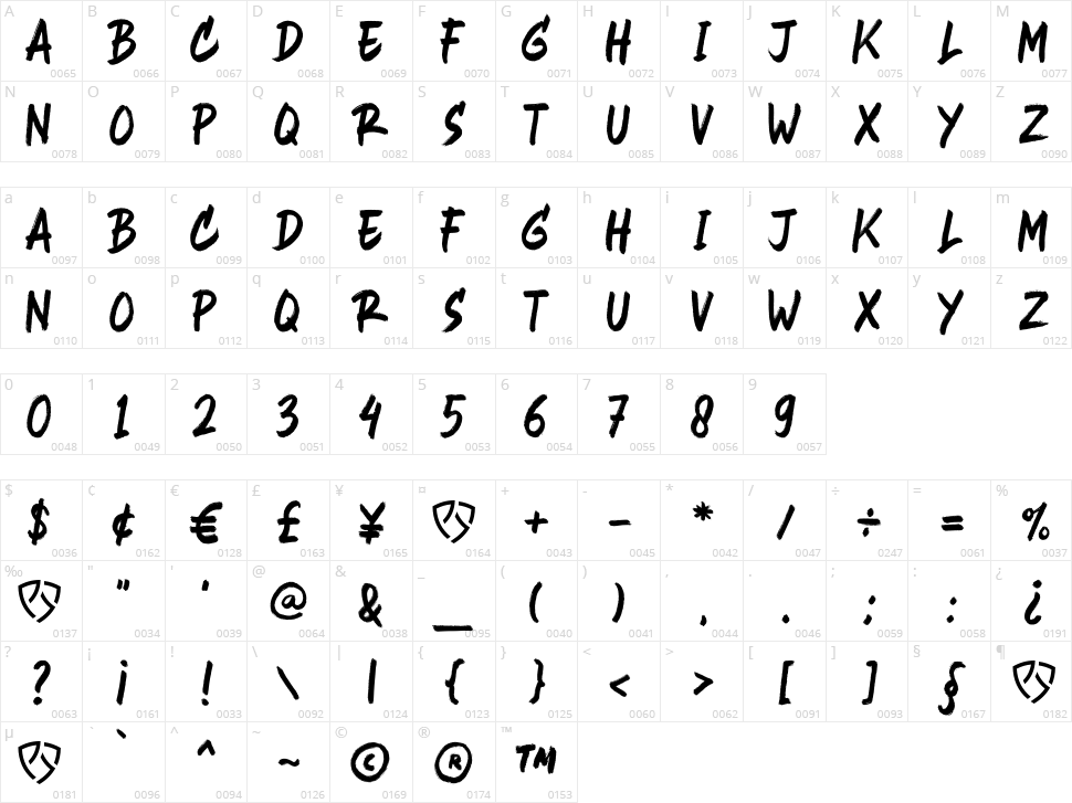 Heavy Black Character Map