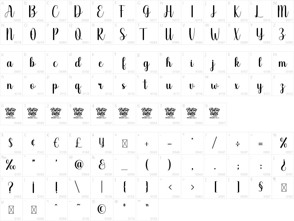 Hello Audrey Character Map