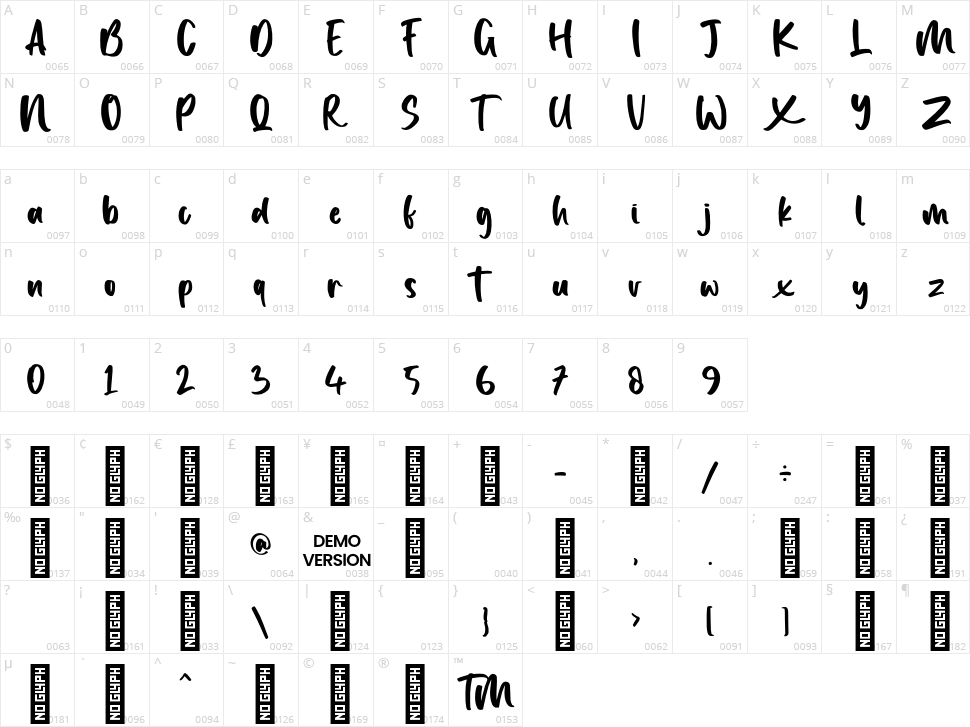 Hello Monday Character Map