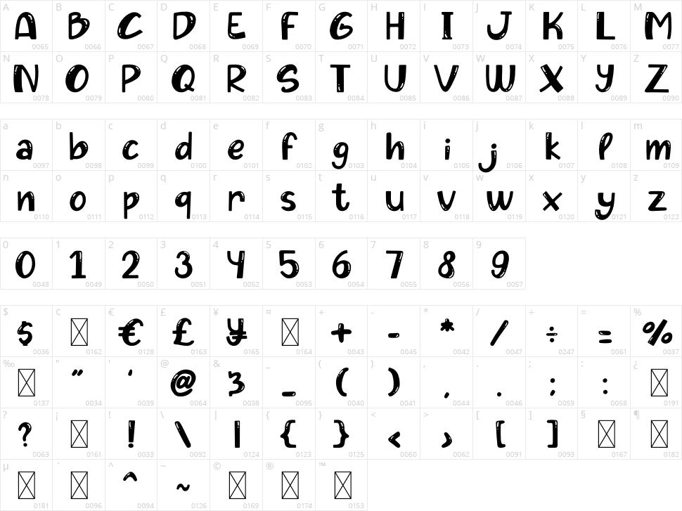 Hello Salmon Character Map