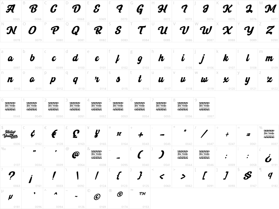 Hello Youthen Character Map