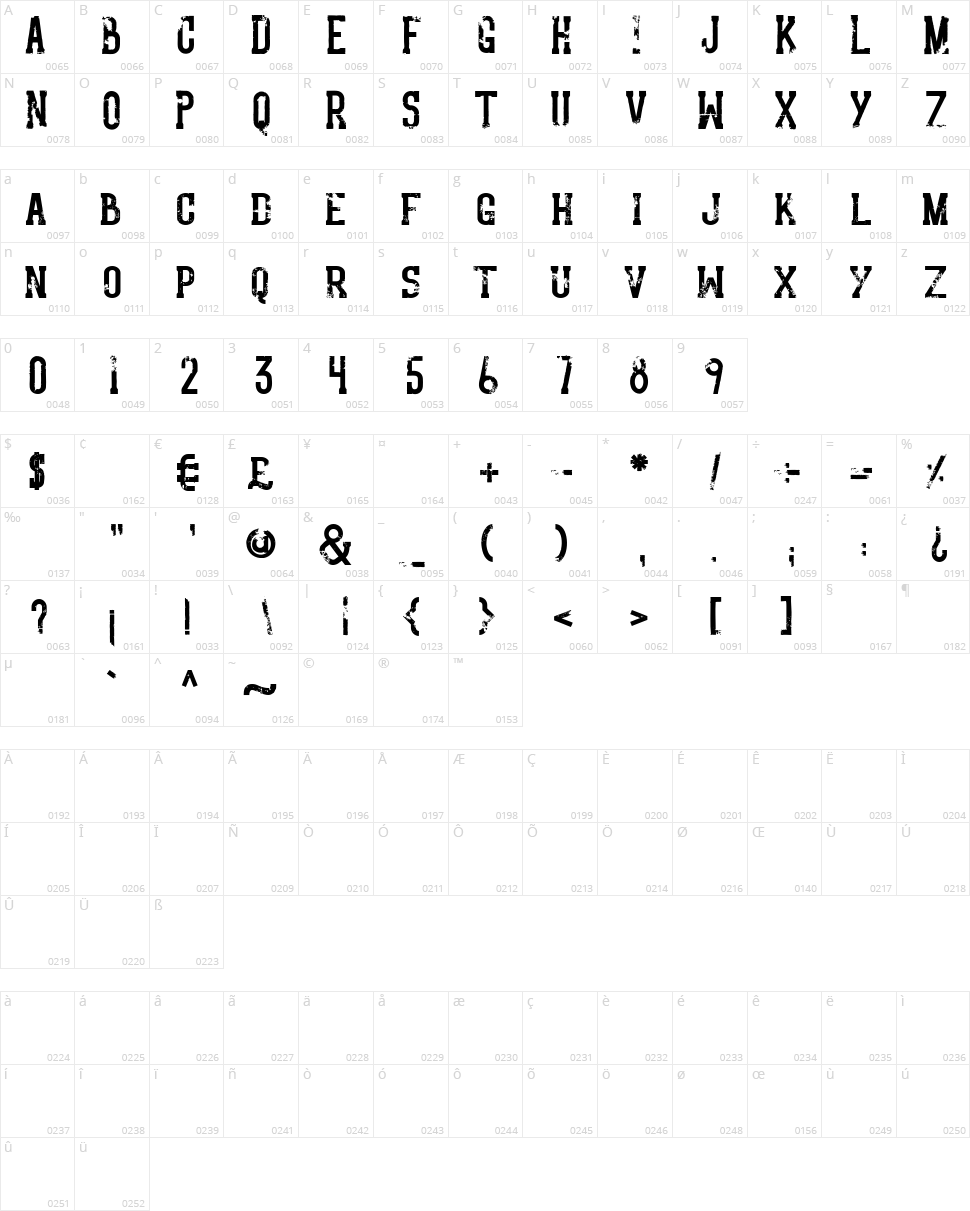 Hello Arson Character Map