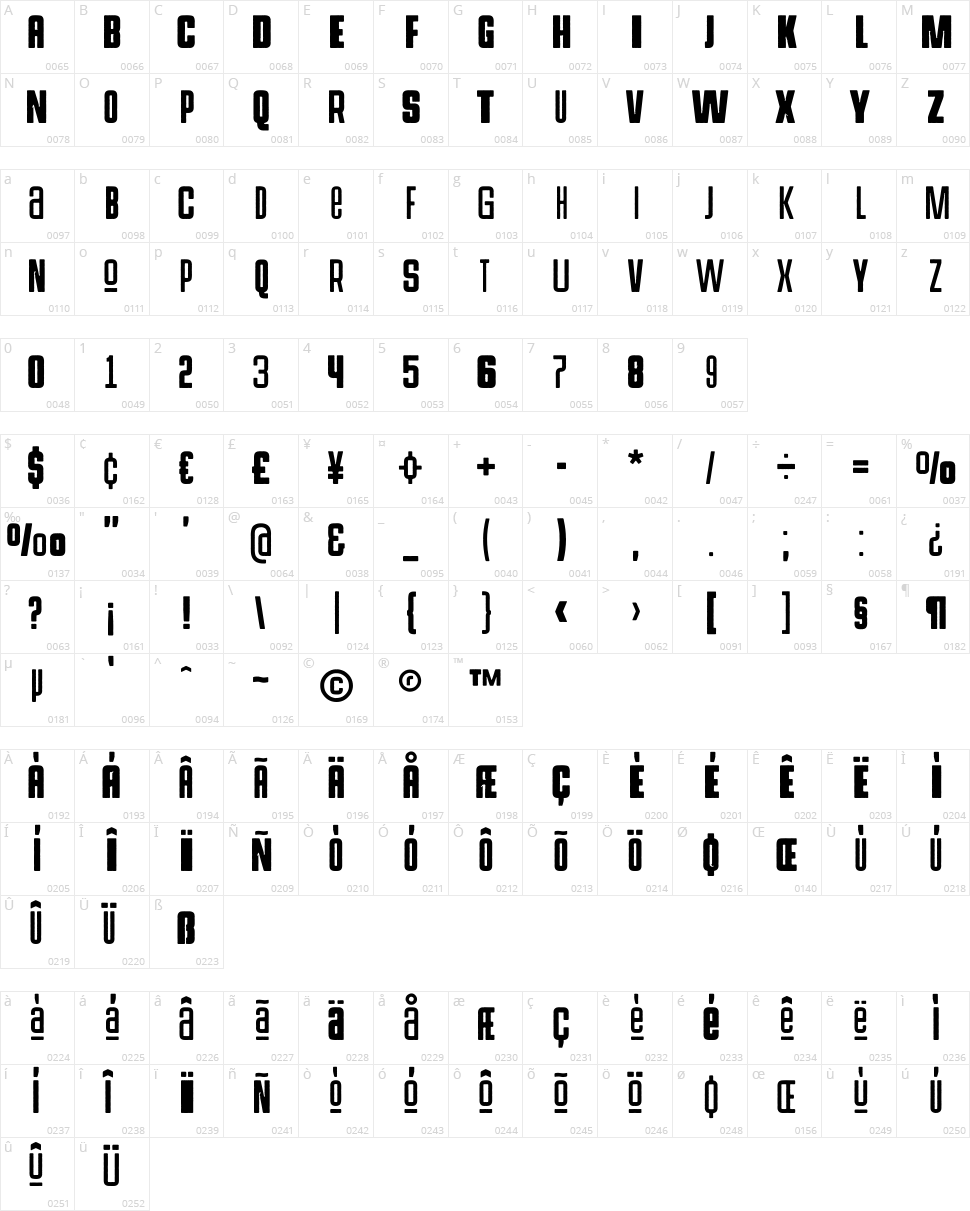 Hermanoalto Unicase Character Map