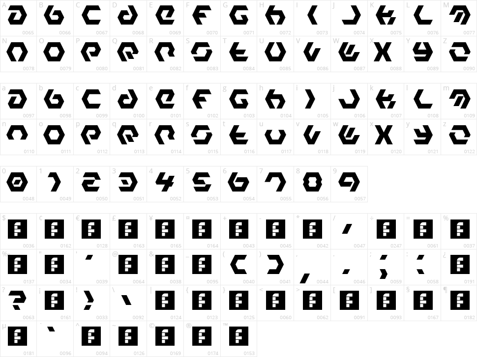 Hexample LDR Character Map