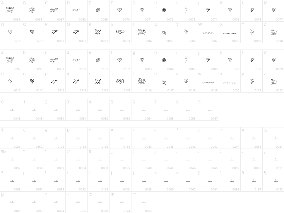 Hey Babe Character Map