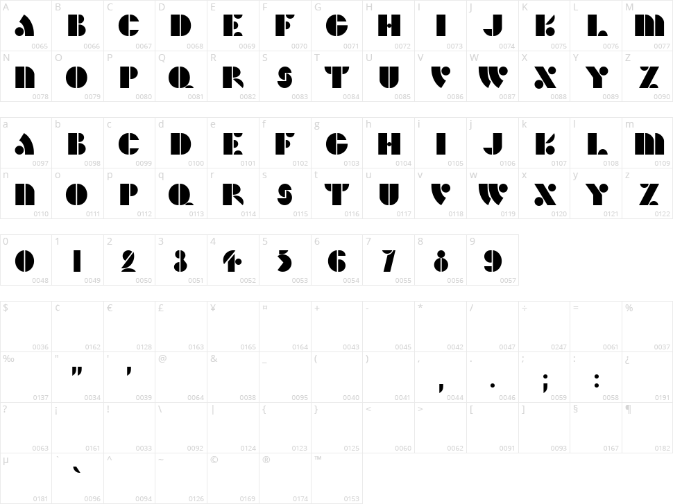 HFF Hunts Deco Character Map