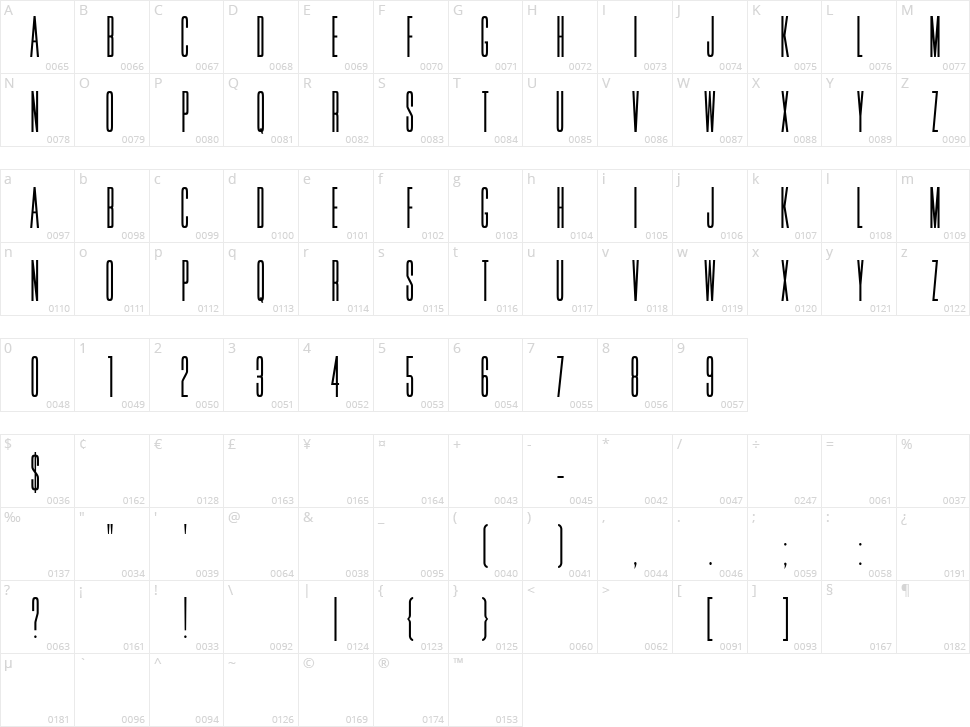 HFF Jammed Pack Character Map