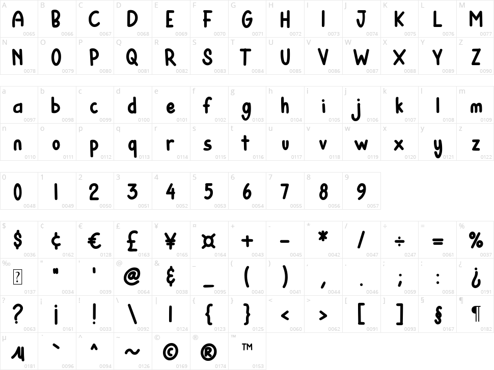 Hi Lea Character Map
