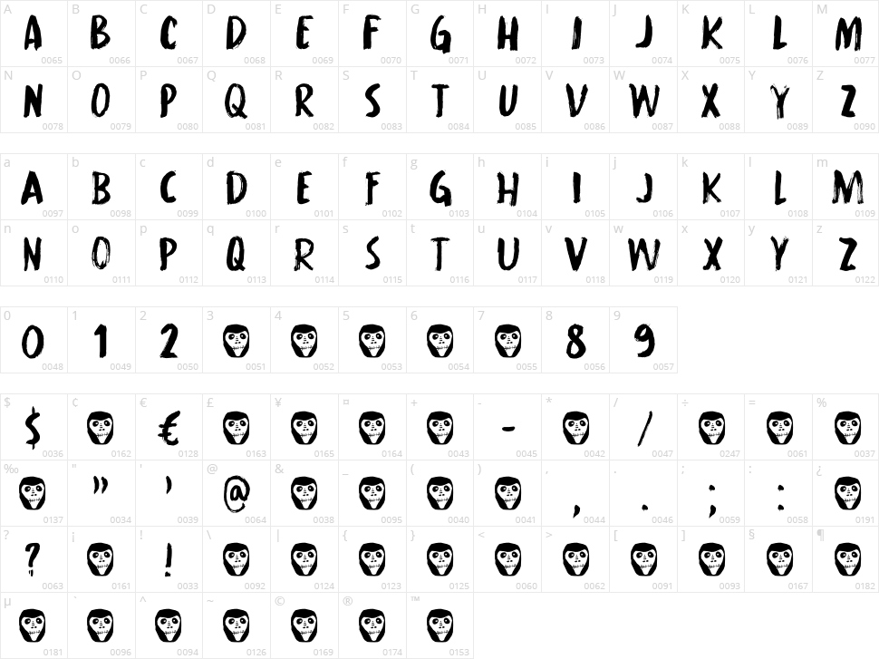 Hibagon Character Map