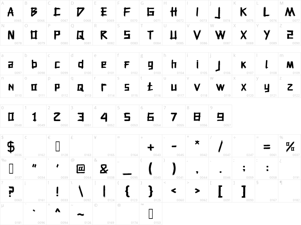 Hiddenbox Character Map