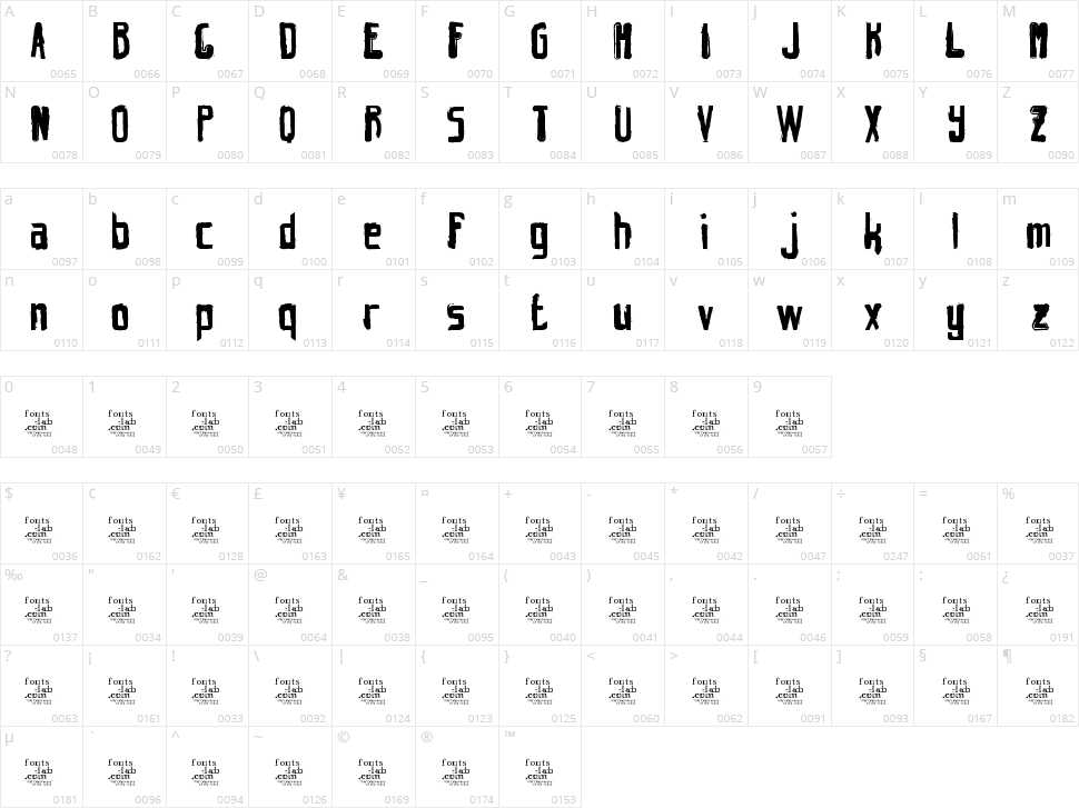 Hint Retro Grunge Character Map