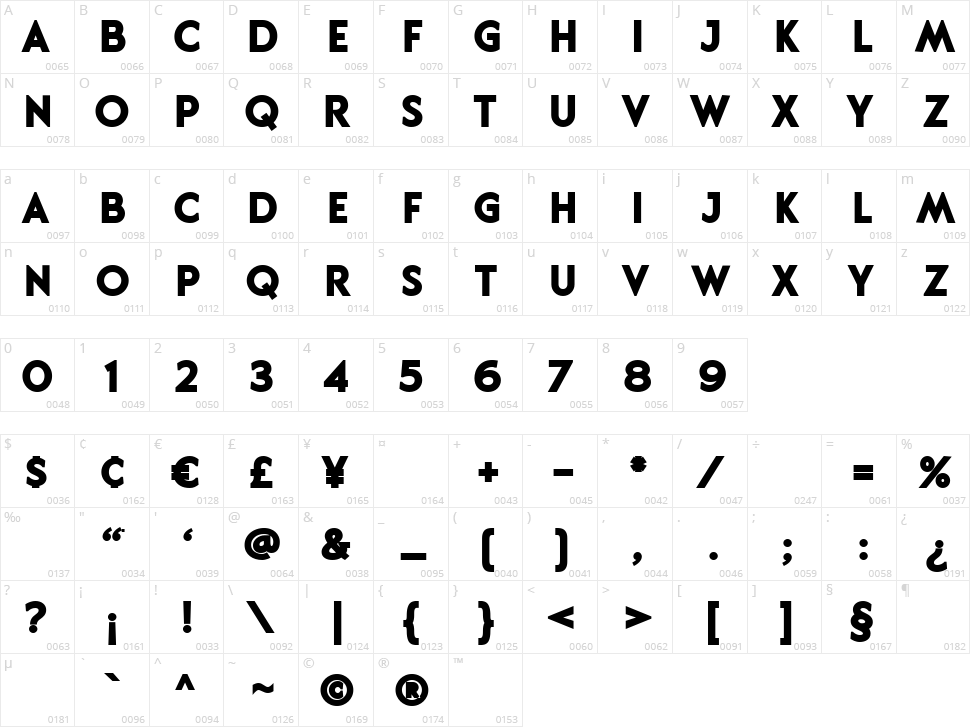 Hittedal Sans Character Map