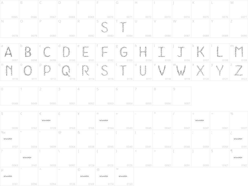 HKH Spring Buds Character Map