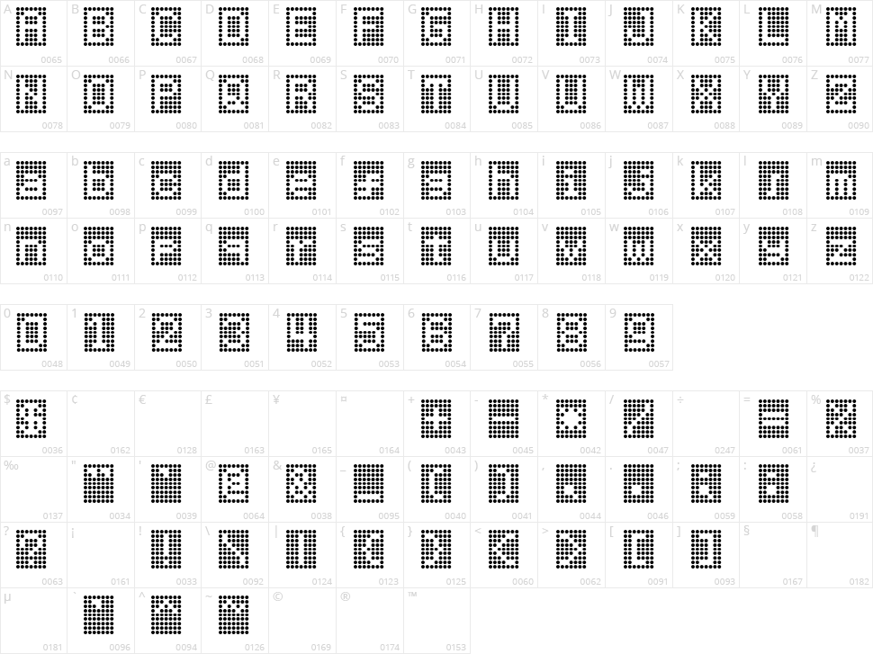 HNrumine Character Map
