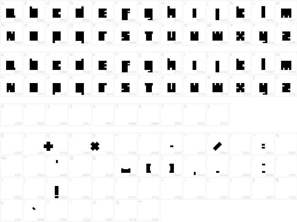 Holland Blocks Character Map