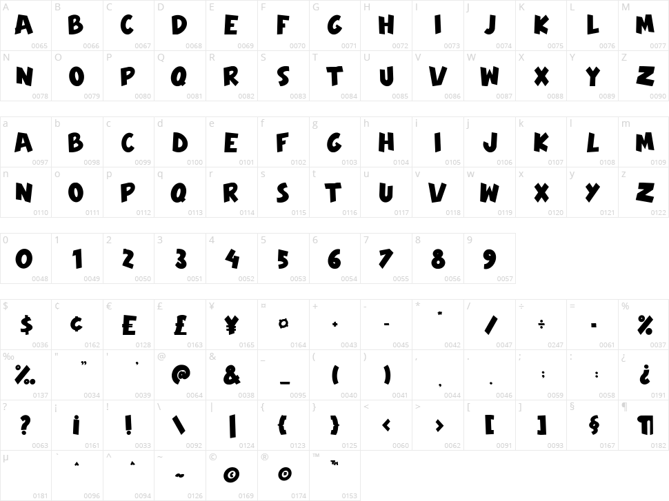 Hollow Space Character Map
