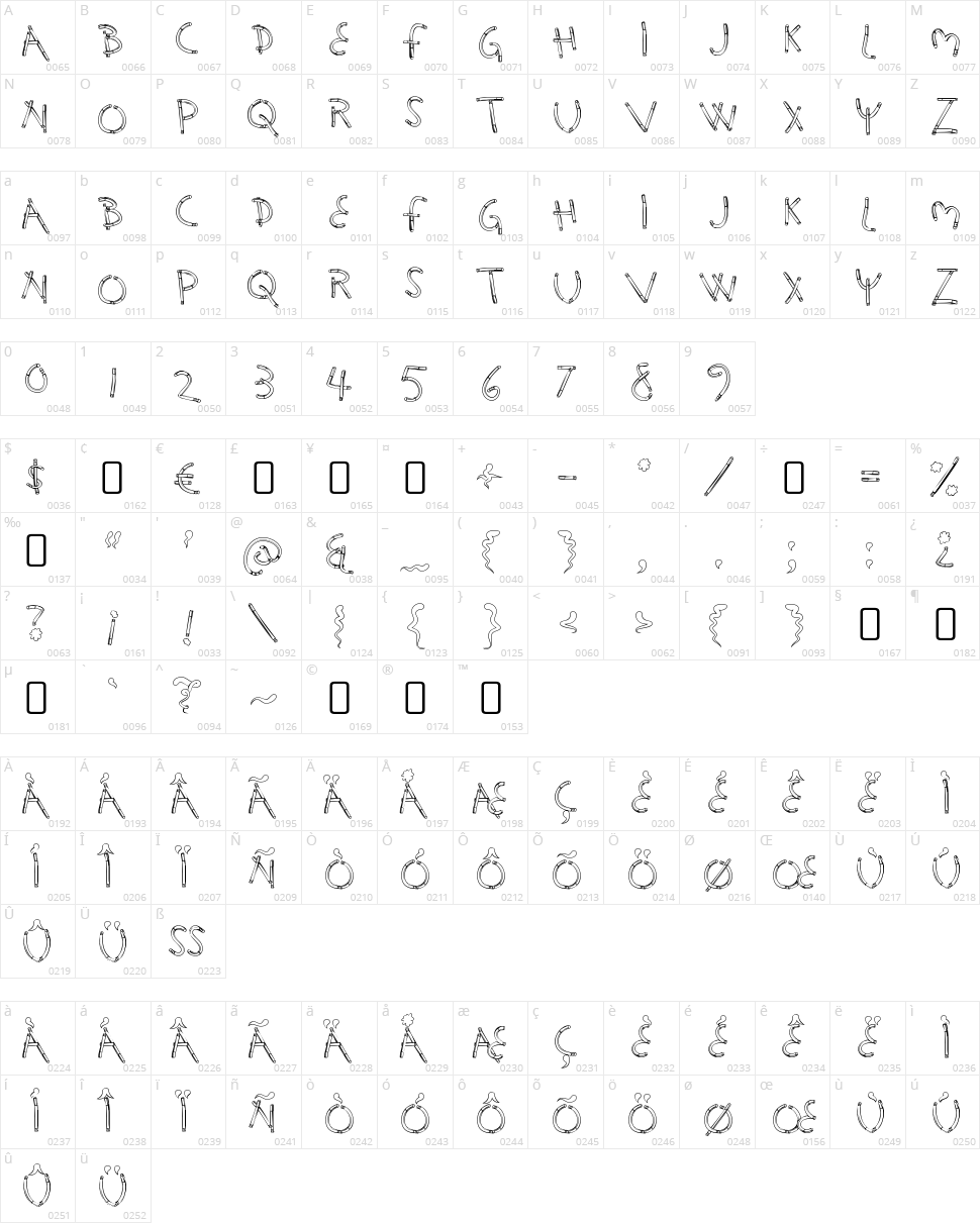 Holy Smokes Character Map