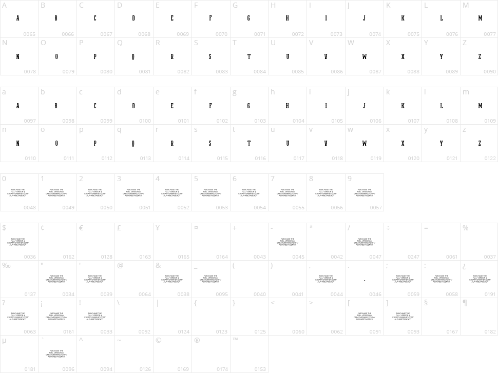 Homeplate Character Map