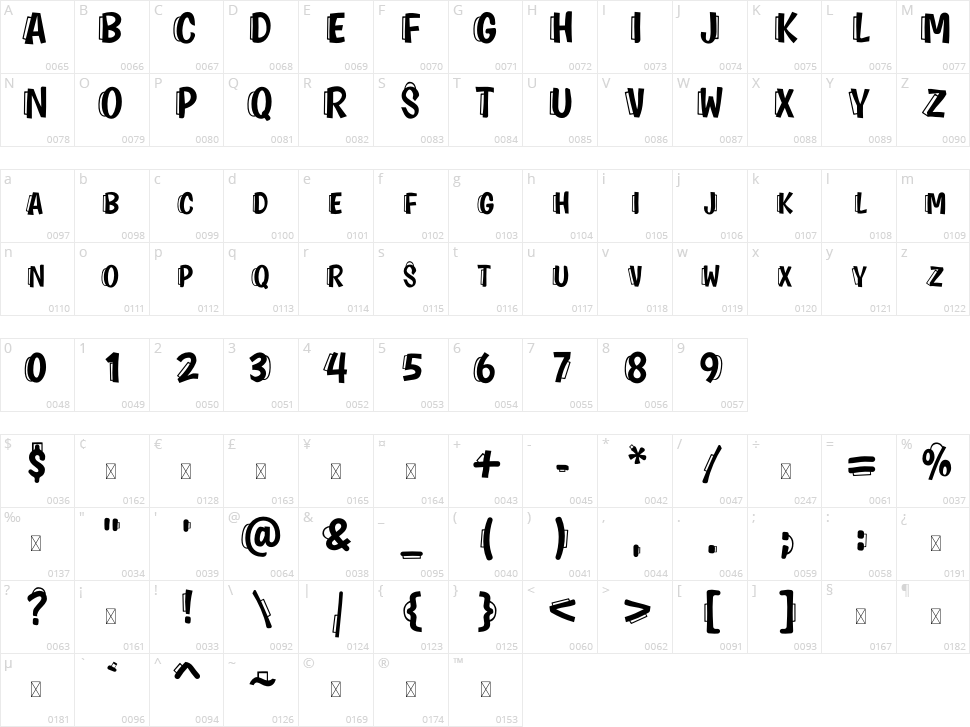 Hook Hanger Character Map